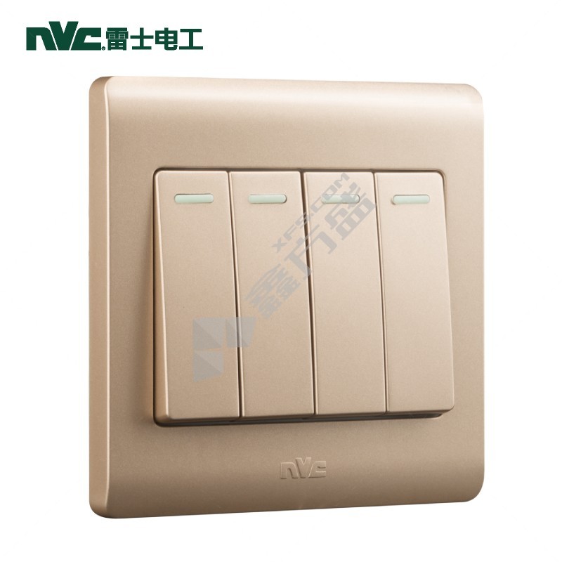 雷士NVC 四位双控开关带荧光大跷板 Q8沙金