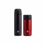 双立人 ZW-BP105 真空保温杯两件套 黑+金属红 450ml+420ml ZW-BP105