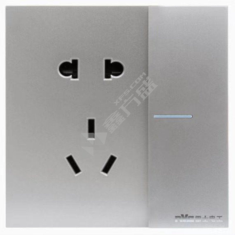 雷士NVC 五孔插座带一位双控大跷板开关 Q8辉月灰