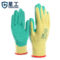 星工 浸胶防滑耐磨手套 XGS-J1 均码 黄纱绿胶
