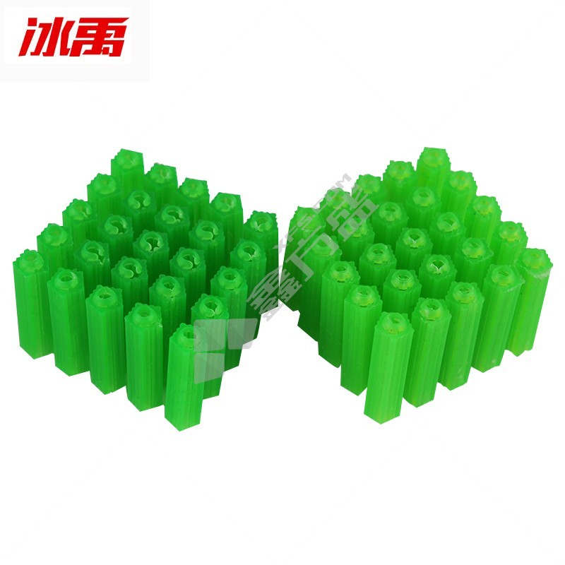 冰禹 绿色塑料型膨胀胶塞 飞机型膨胀螺丝胶粒胀管 M6 500个