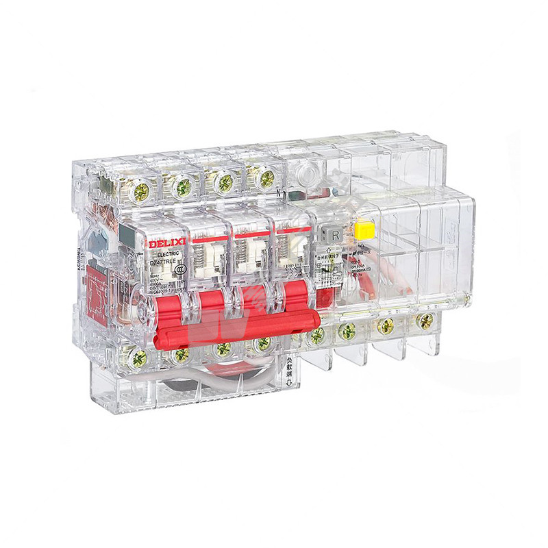 德力西DELIXI 小型透明漏电断路器DZ47TRLE4P DZ47TRLE4P 电子式 10A 30mA 4P 6kA