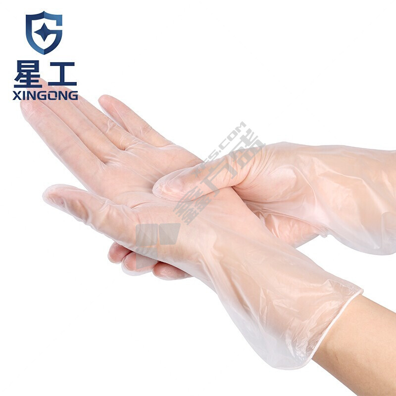 星工 XGS-Y2 防护透明无粉一次性PVC手套 M码 透明 XGS-Y2