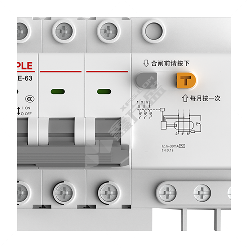人民电器 中国人民 电器微型漏电断路器 RDB5LE-63系列3P RDB5LE-63系列3P 电子式 25A 30mA 3P 6kA