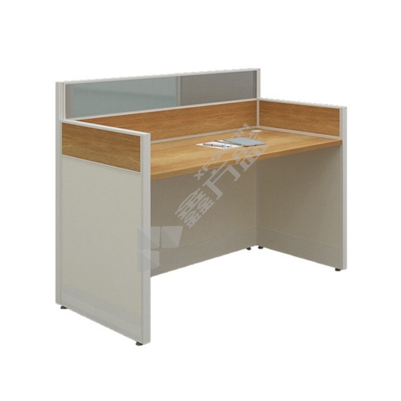 企诺 屏风卡位四人位现代简约电脑桌 2400*1200*1100mm 原木色+白色
