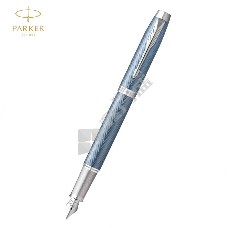派克 IM冰河蓝白夹钢笔 F尖 冰河蓝