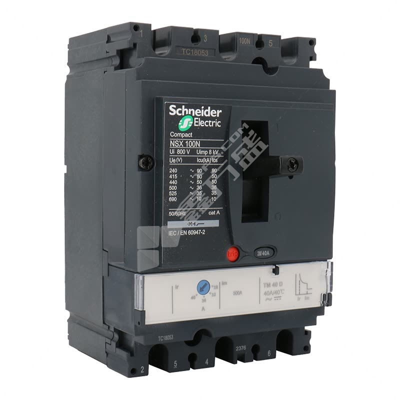 施耐德Schneider 塑壳配电保护断路器NSX100N 固定式 NSX100NMIC2.2100A4P4D(4P)固定式前接线