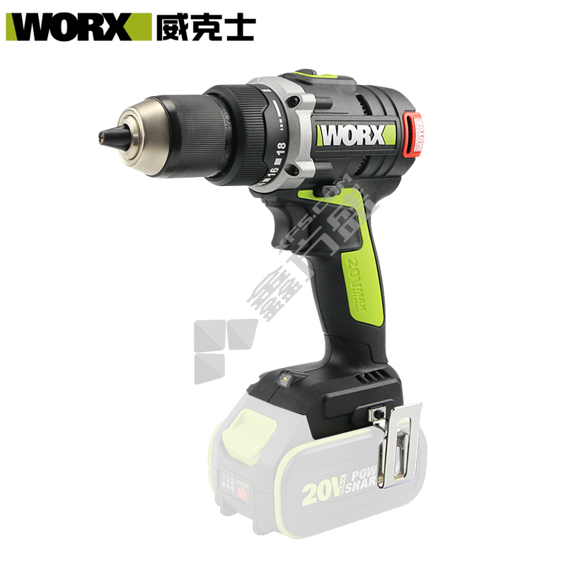 威克士Worx 锂电钻起子机 WU185.9-13mm-20V锂电无刷双速电钻裸机