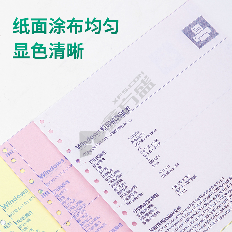 得力 莱茵河L241-4电脑打印纸 1000页 四联 整张 彩色 L241-4 撕边