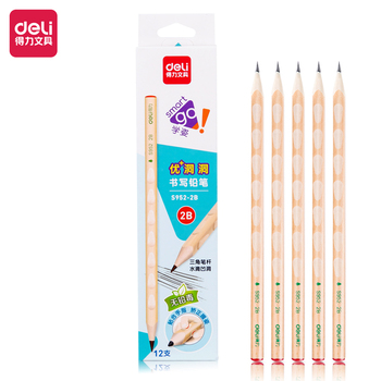 得力 S952-2B 优+洞洞2B铅笔 2B 177mm 原木色 S952-2B