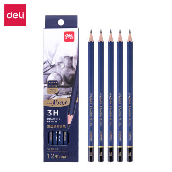 得力deli S999 高级绘图铅笔 12支彩盒装 S999-3H 12支彩盒装3H  蓝 蓝 3H
