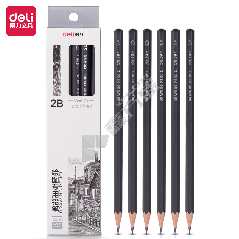 得力 S998 绘图专用铅笔 12支/盒 2B 177mm S998