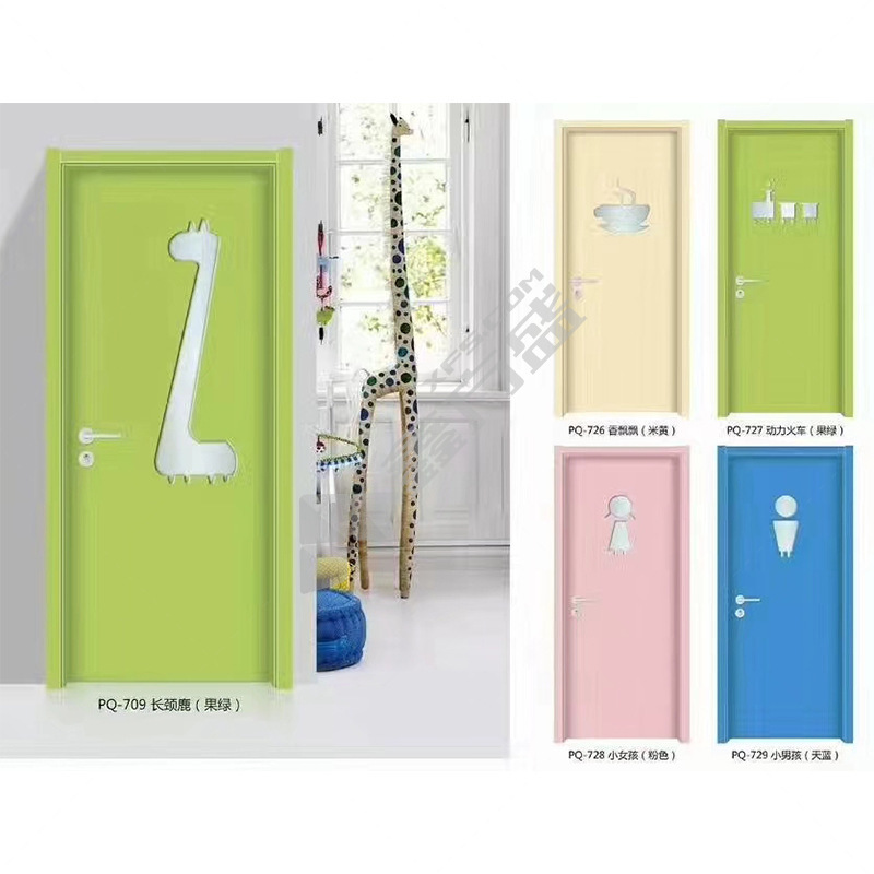 生态门卡通玻璃门系列 双面上亮 多层套板 实木套线