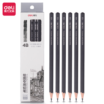 得力 S998 绘图专用铅笔 12支/盒 4B 177mm S998