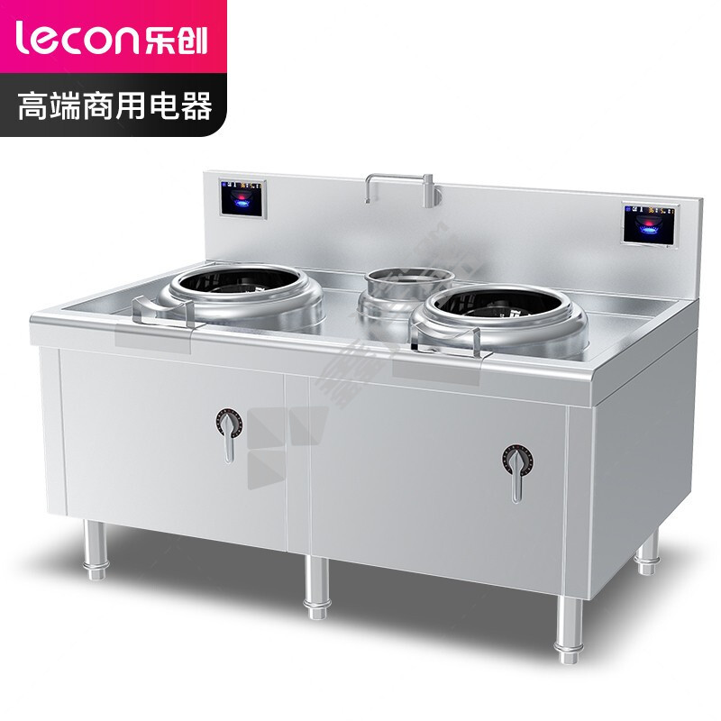 乐创 双头单尾小炒灶不锈钢款LC-J-SXC400S 380V 15KW*2 LC-J-SXC400S