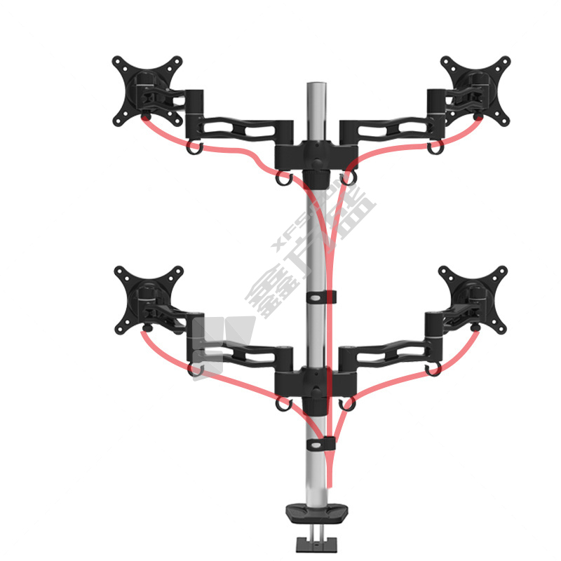 长臂猿 显示器支架桌面支架四屏拼接夹桌安装 D08C-2 黑色