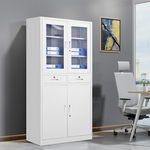 花都 HDW-B24 二明斗对开玻璃柜 1800*900*390mm 0.8mm 白色 HDW-B24