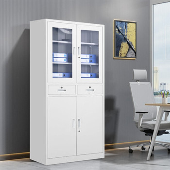 花都 HDW-B24 二明斗对开玻璃柜 1800*900*390mm 0.8mm 白色 HDW-B24