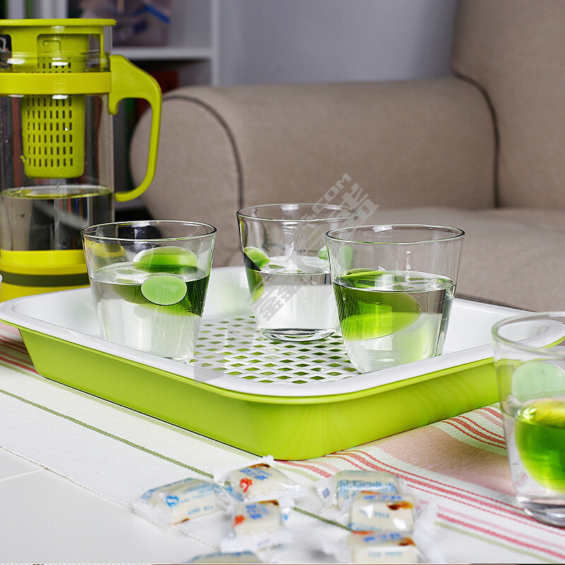 茶花 1001-B 双层茶盘 绿色 1001-B