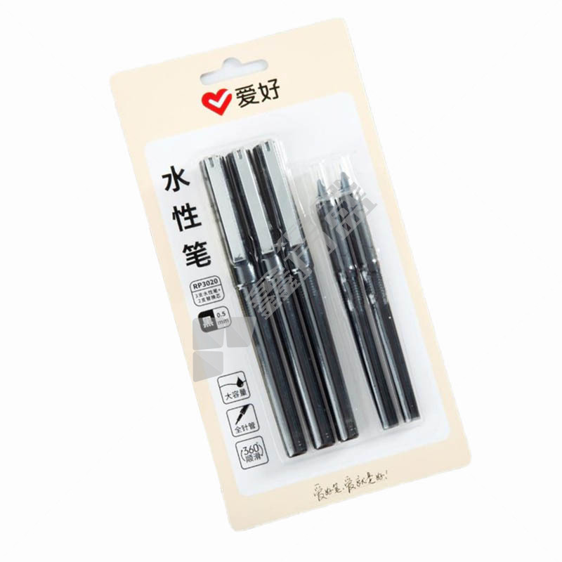 爱好 MS7701全针水性笔 黑色 黑色 0.5mm MS7701