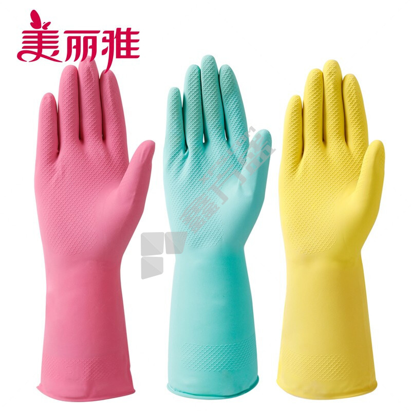 美丽雅 灵巧型夏季薄款家务乳胶手套 中号   粉色 HC047846
