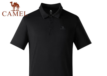 骆驼 男士夏季新款翻领纯色运动速干短袖POLO衫 XXXL 幻影黑 A012251003