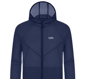 骆驼 男款春夏季舒适透气防闷连帽运动风衣 XXL 墨蓝 V1S218277