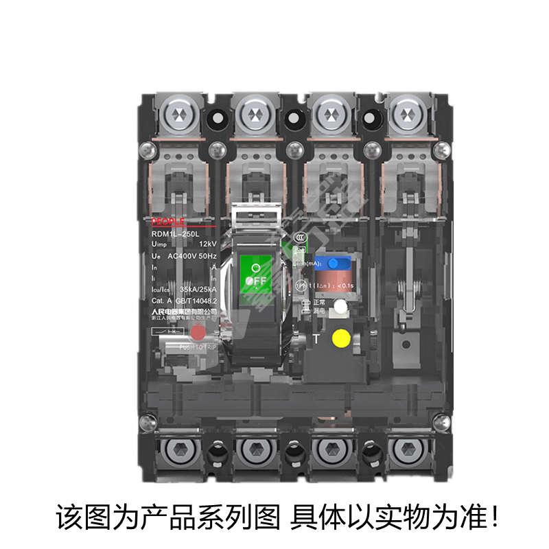 人民电器 中国人民 电器塑壳漏电保护断路器 RDM1L-250L/33002 RDM1L-250L/33002 125A 30/100/300MA