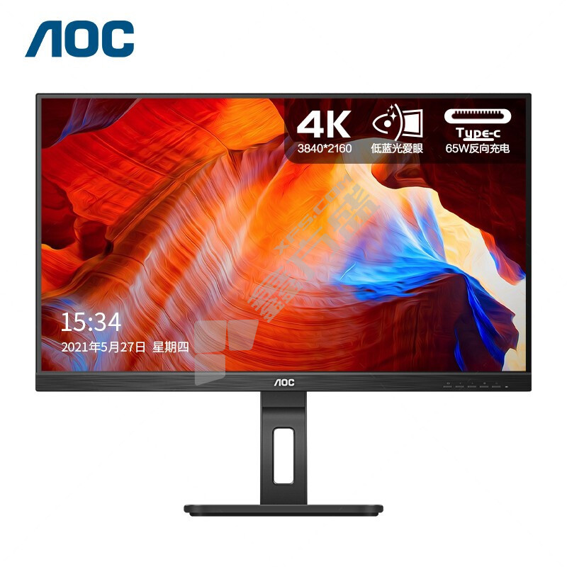AOC U32P2C type-c 65W反向充电电脑显示器 31.5英寸 4K U32P2C
