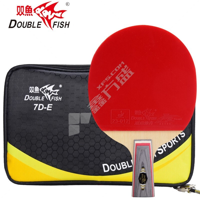 双鱼 7D-E 乒乓球拍 直拍 正红反黑