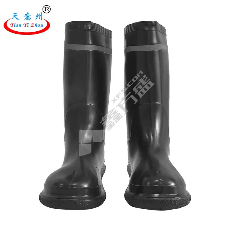 天意州 带反光条款一体成型应急防水防滑耐磨雨鞋 TYZ-22061314 44码 黑色