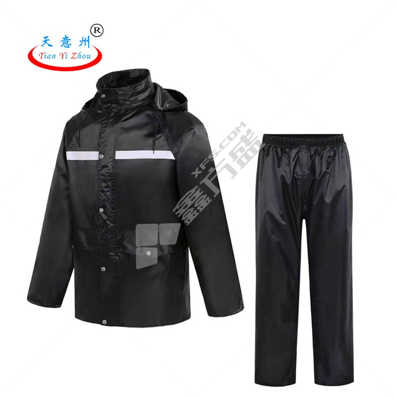 天意州 防汛透气分体式反光雨衣套装 TYZ-YUYIB4 黑色 4XL码 185