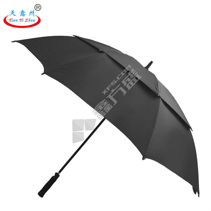 天意州 双层加大伞面应急半自动晴雨伞 TYZ-22061503 120cm*8股 黑色