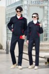 蓝装 LZGZ103浅灰鹅黄春秋长袖棉工作服 深藏蓝+大红 LZGZ103 160码