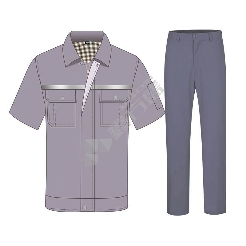 蓝装 LZGZ316夏季短袖全棉工作服 深灰 180码 LZGZ316