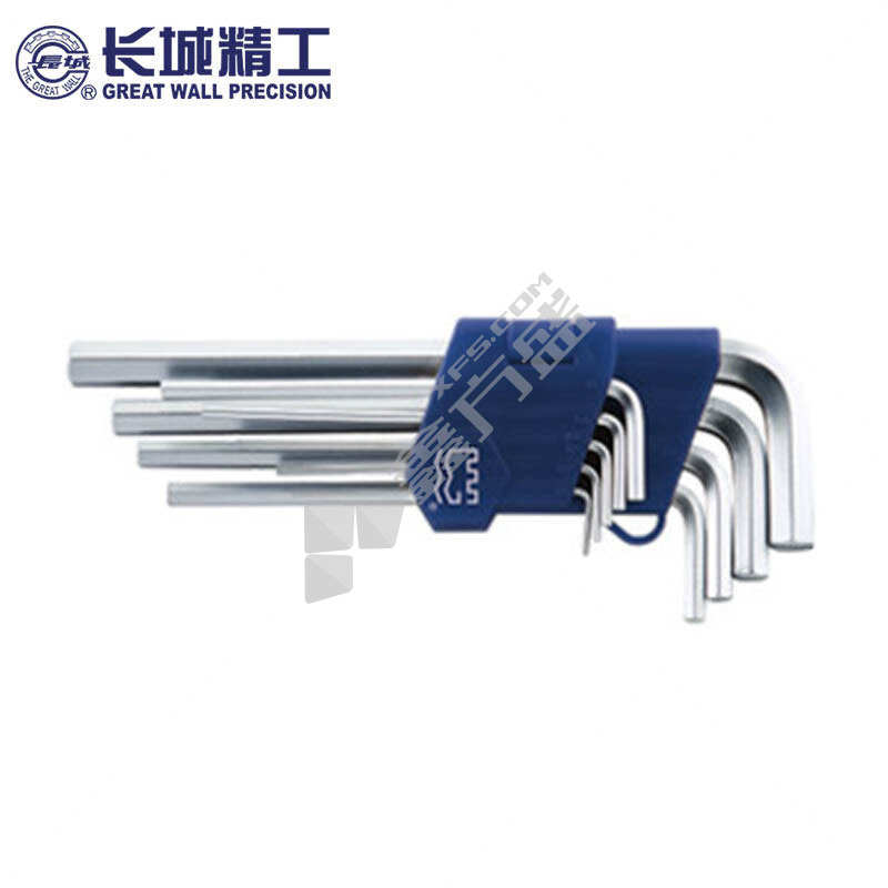长城精工 GREATWALL 9PCS塑插亚光平头加长内六角扳手组套 1.5~10mm 9件套 338709