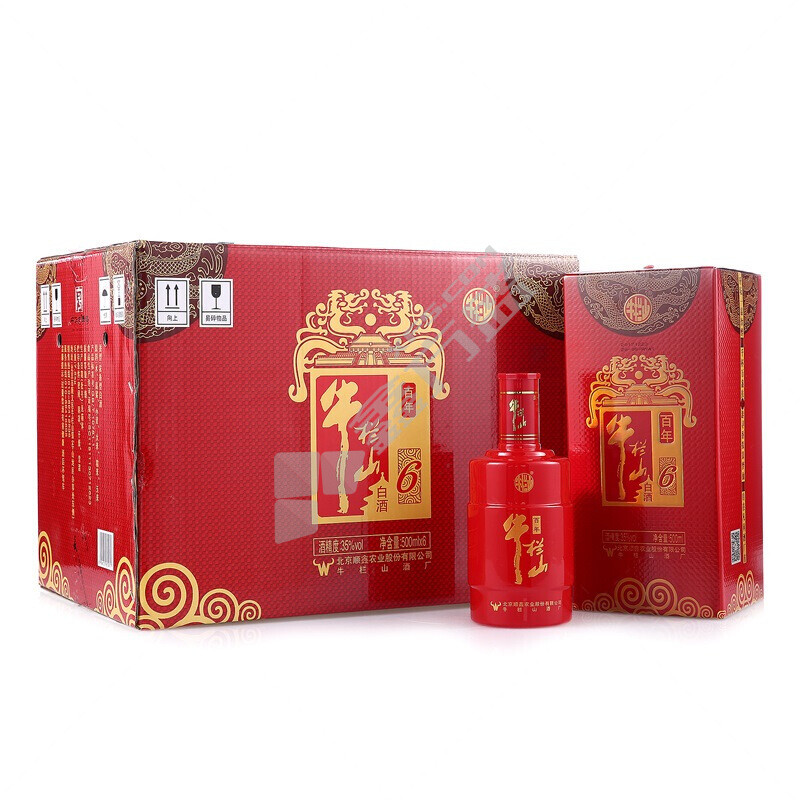 牛栏山 百年红（6）白酒整箱装 500ml*6瓶 35度