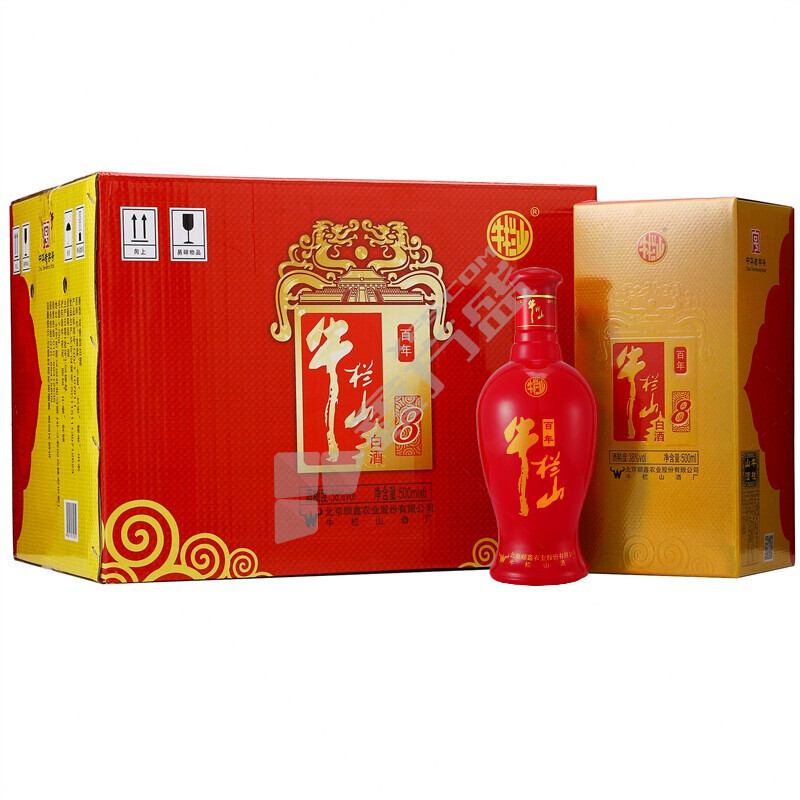 牛栏山 百年红（8）白酒整箱装 500ml*6瓶 38度
