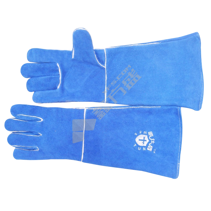 威仕盾 G-9054 牛二层皮断背防火线电焊手套 G-9054加长 L 45cm 彩蓝色
