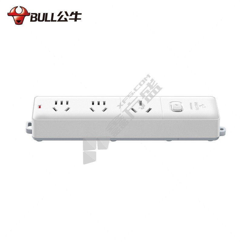 公牛 2位五孔+1位三孔 总控开关 插排 GN-406D 10A/16A 无导线 白色