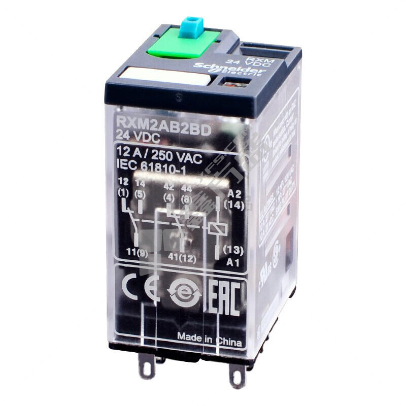 施耐德Schneider RXM*A插拔式中间继电器 RXM2AB2BD 24VDC 12A 2NO+2NC