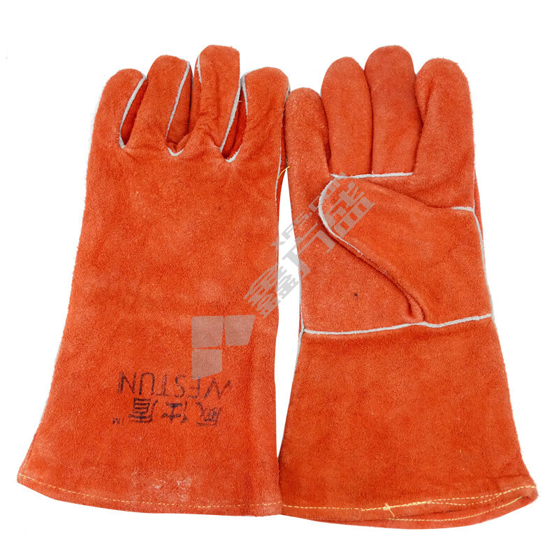 威仕盾 G-2101 牛二层皮电焊手套 L 35cm 橙红色