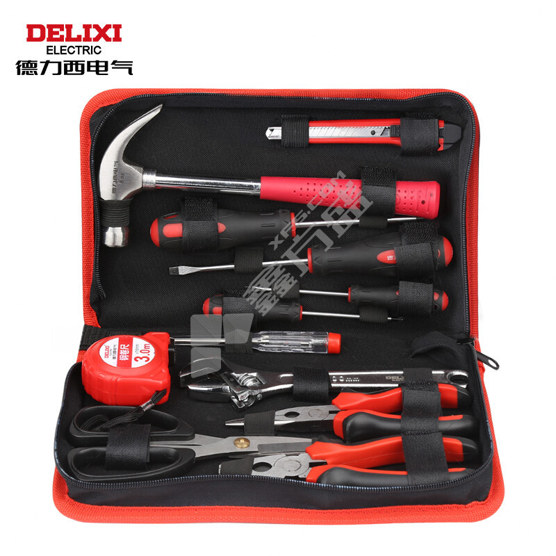 德力西DELIXI 电工木工多功能维修工具组套 DMTK P1 390*275mm 黑色、红色