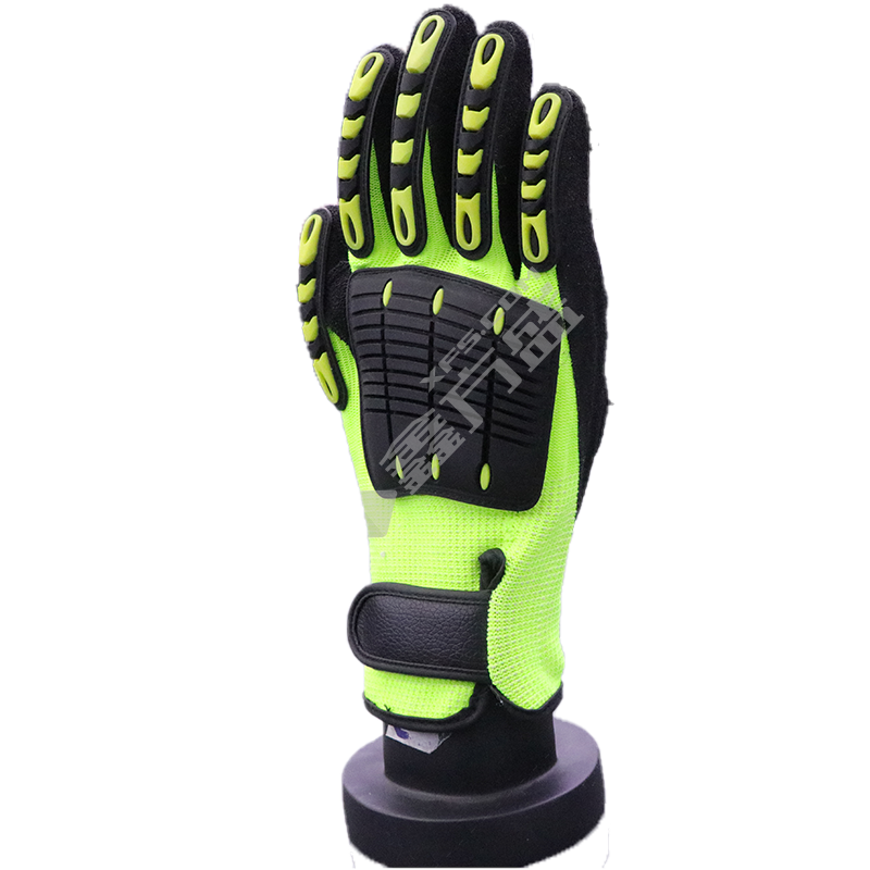 海太尔 防撞救援机械手套 0390 均码 荧光色+黑色