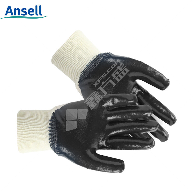 安思尔 丁腈橡胶涂层手套 8码 黑色 48501080
