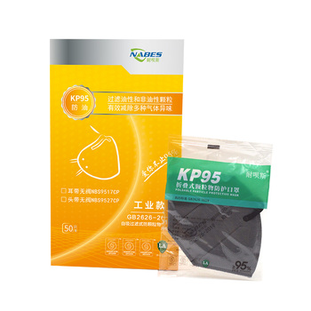 耐呗斯 折叠头带无呼吸阀KP95防油口罩 50只装 灰色 头戴式 50只/盒 NBS9527CP