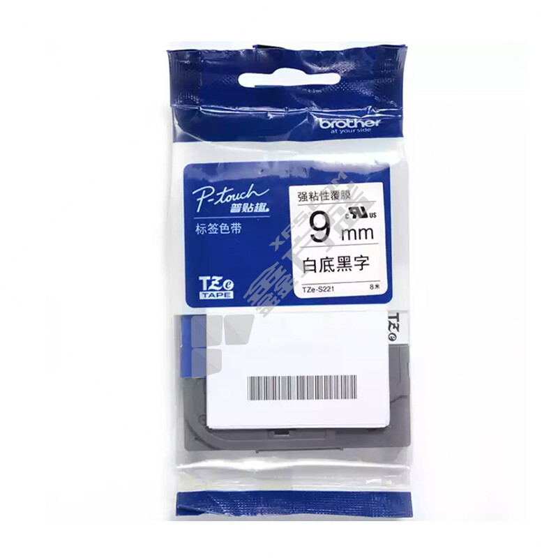 兄弟brother 标签机色带 TZe-S221 白底黑字 9mm 强粘性 白底黑字 TZe-S221 白底黑字 9mm 强粘性  标签色带