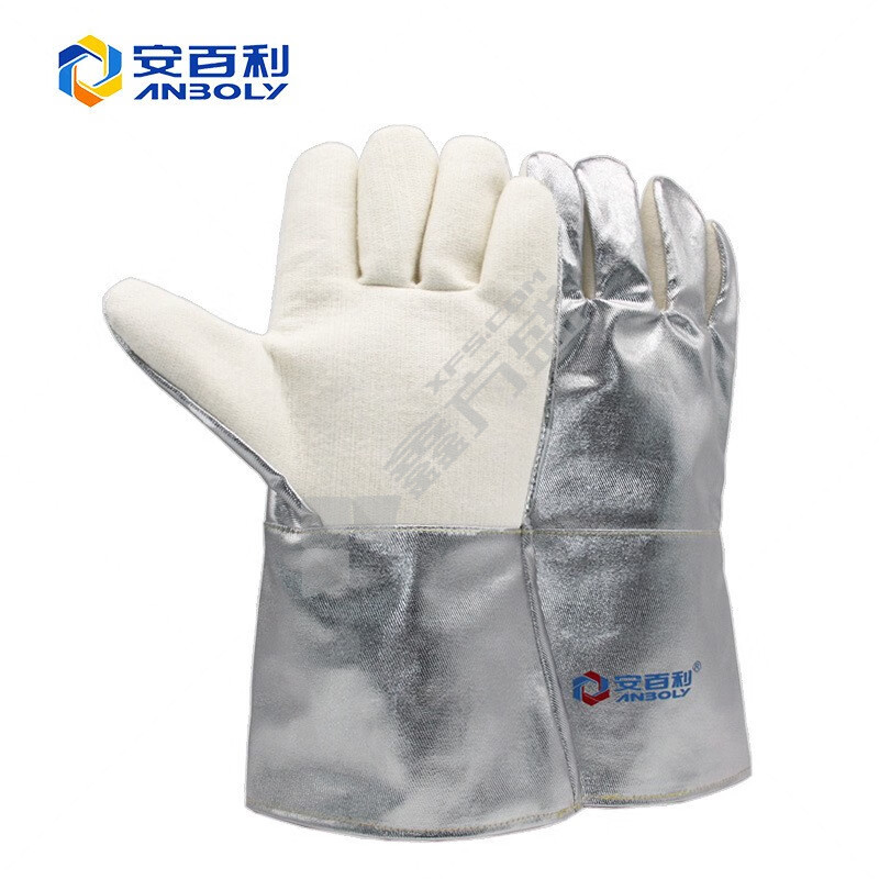 安百利 无尘隔热防烫350度耐高温手套 均码 银色 350度 ABL-S533
