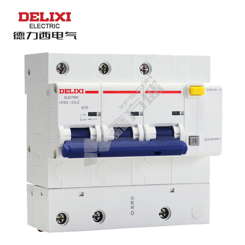 德力西DELIXI 微型漏电断路器HDBE125LE系列3P HDBE-125LE 3P C型 100A TM 电磁式 100A 30mA 3P 10kA