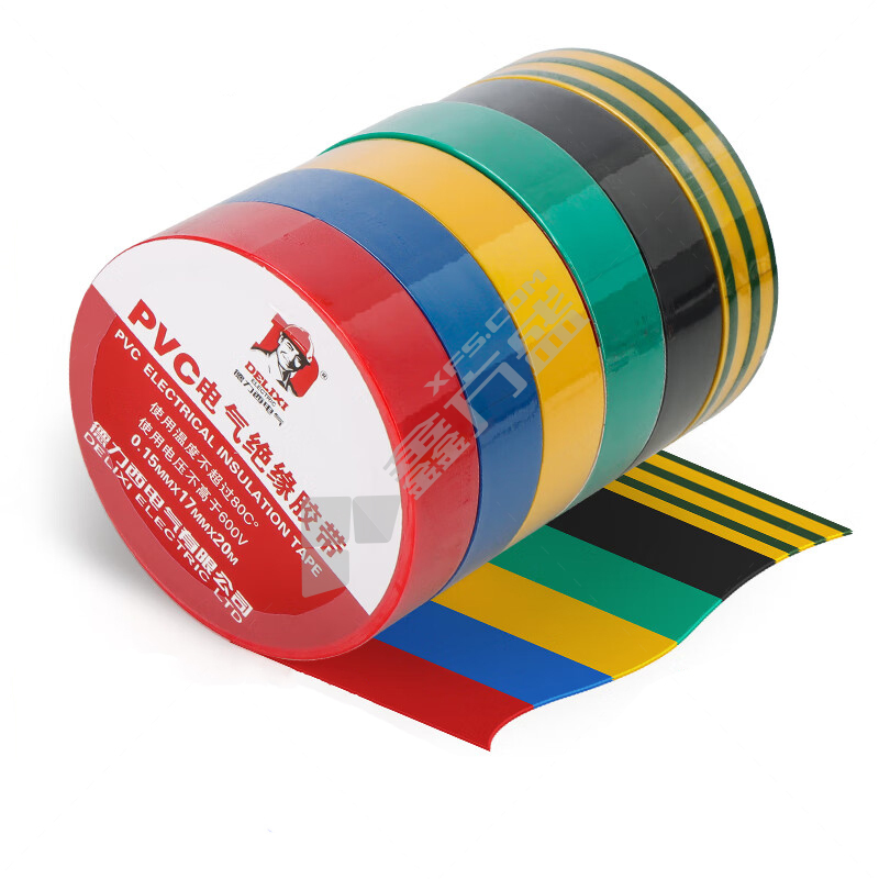 德力西DELIXI PVC绝缘电气胶带 0.15mm*17mm*20m 黑红绿蓝黄各40卷